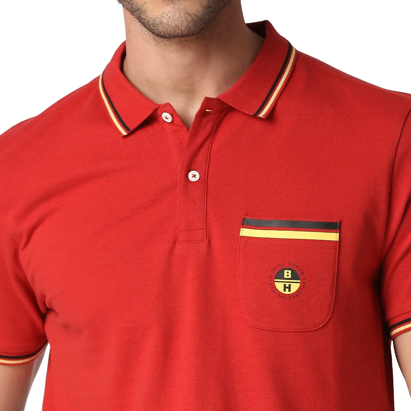 Being Human Clothing Men Regular Fit Polo Neck T-Shirts-Dk.Red