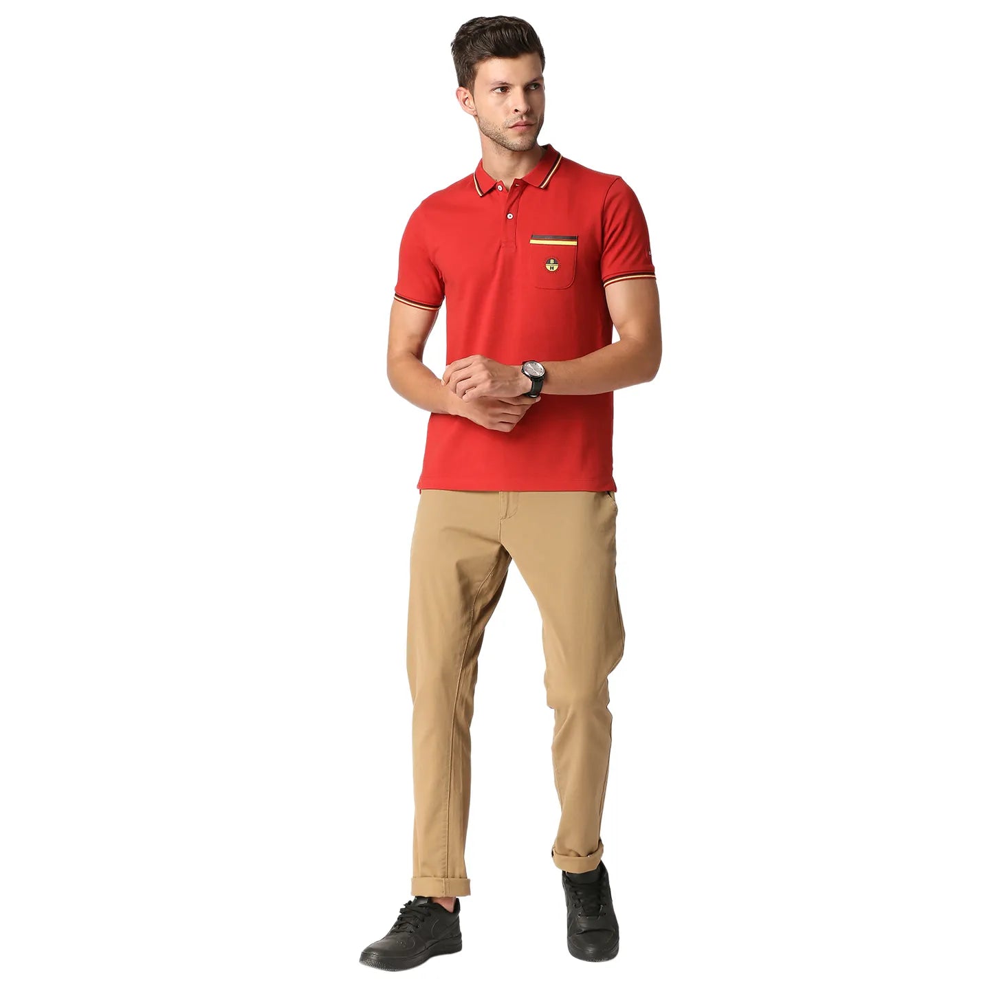 Being Human Clothing Men Regular Fit Polo Neck T-Shirts-Dk.Red
