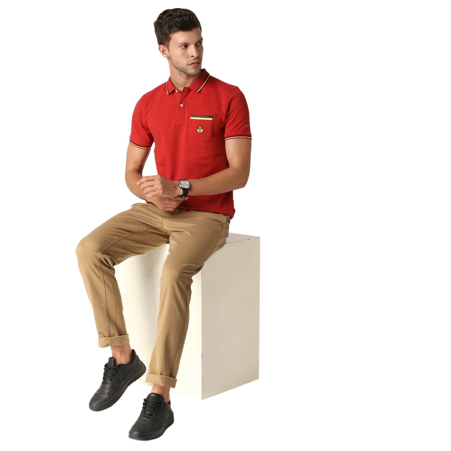 Being Human Clothing Men Regular Fit Polo Neck T-Shirts-Dk.Red