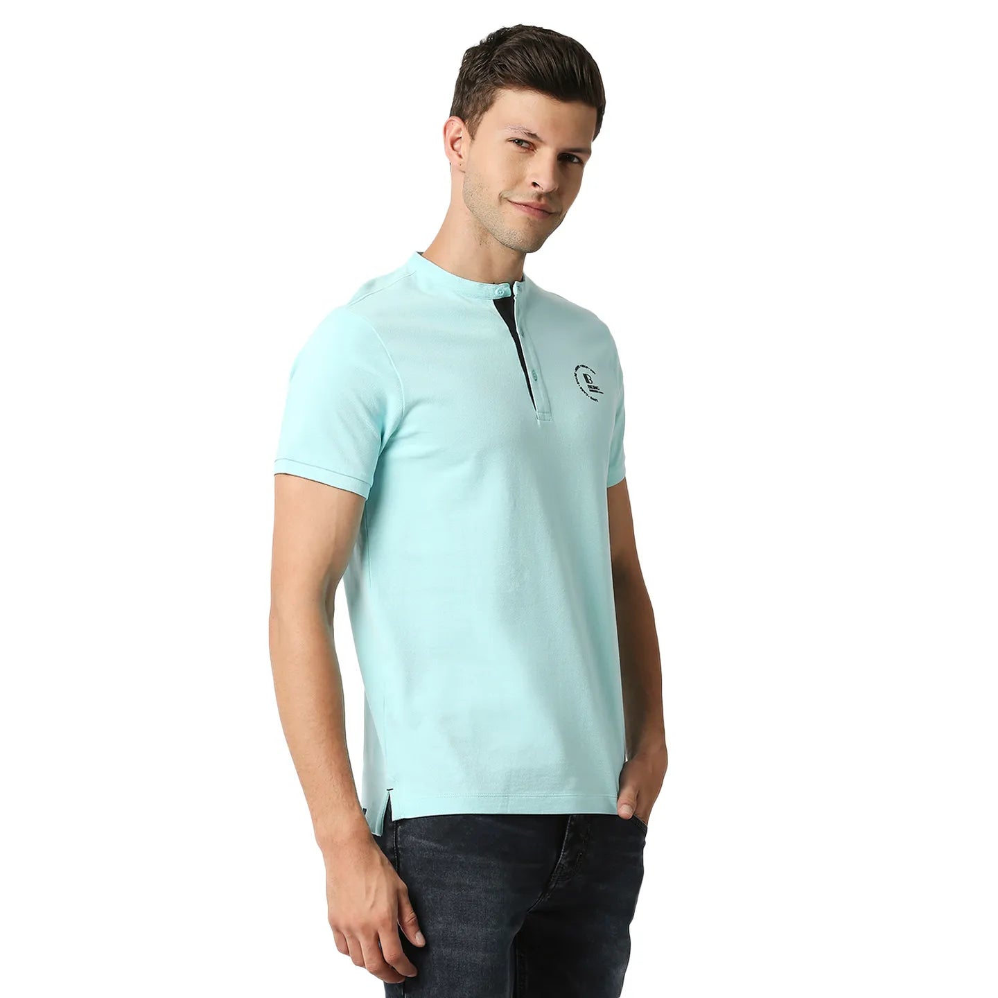 Being Human Clothing Men Regular Fit Collared T-Shirts-Aqua