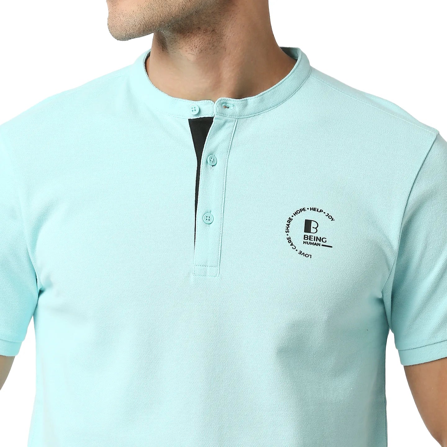 Being Human Clothing Men Regular Fit Collared T-Shirts-Aqua