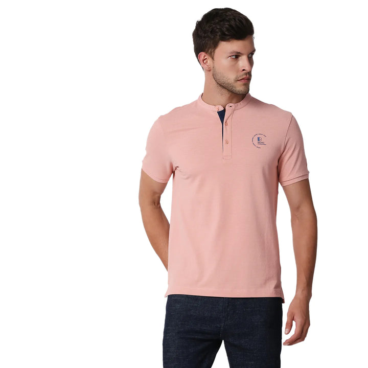 Pink Slim Straight Fit Men's Polo T-Shirt