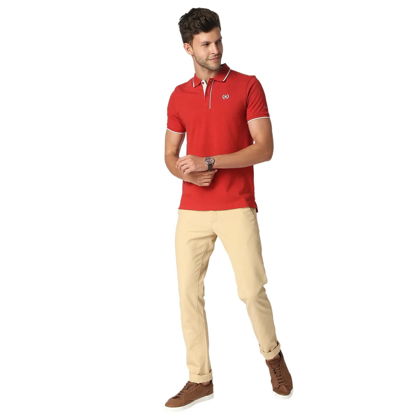 Being Human Clothing Men Regular Fit Polo Neck T-Shirts-Dk.Red