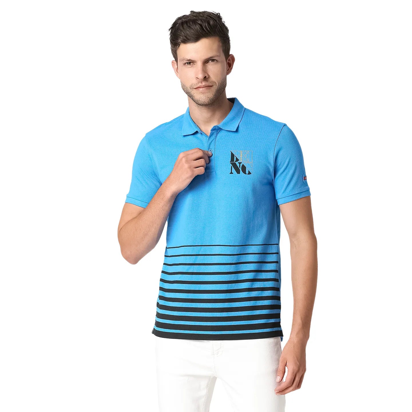 Being Human Clothing Men Regular Fit Polo Neck T-Shirts-Blue