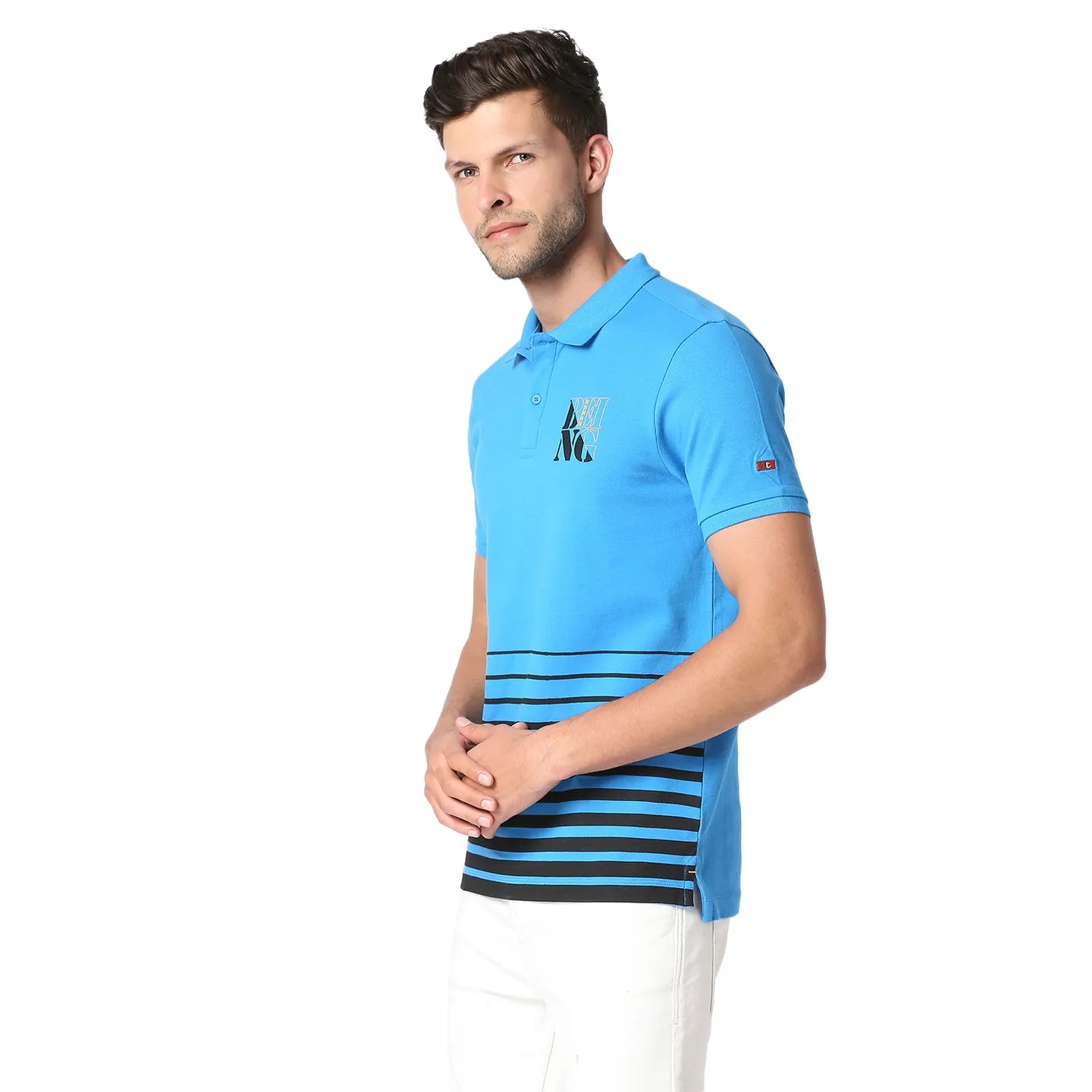 Being Human Clothing Men Regular Fit Polo Neck T-Shirts-Blue