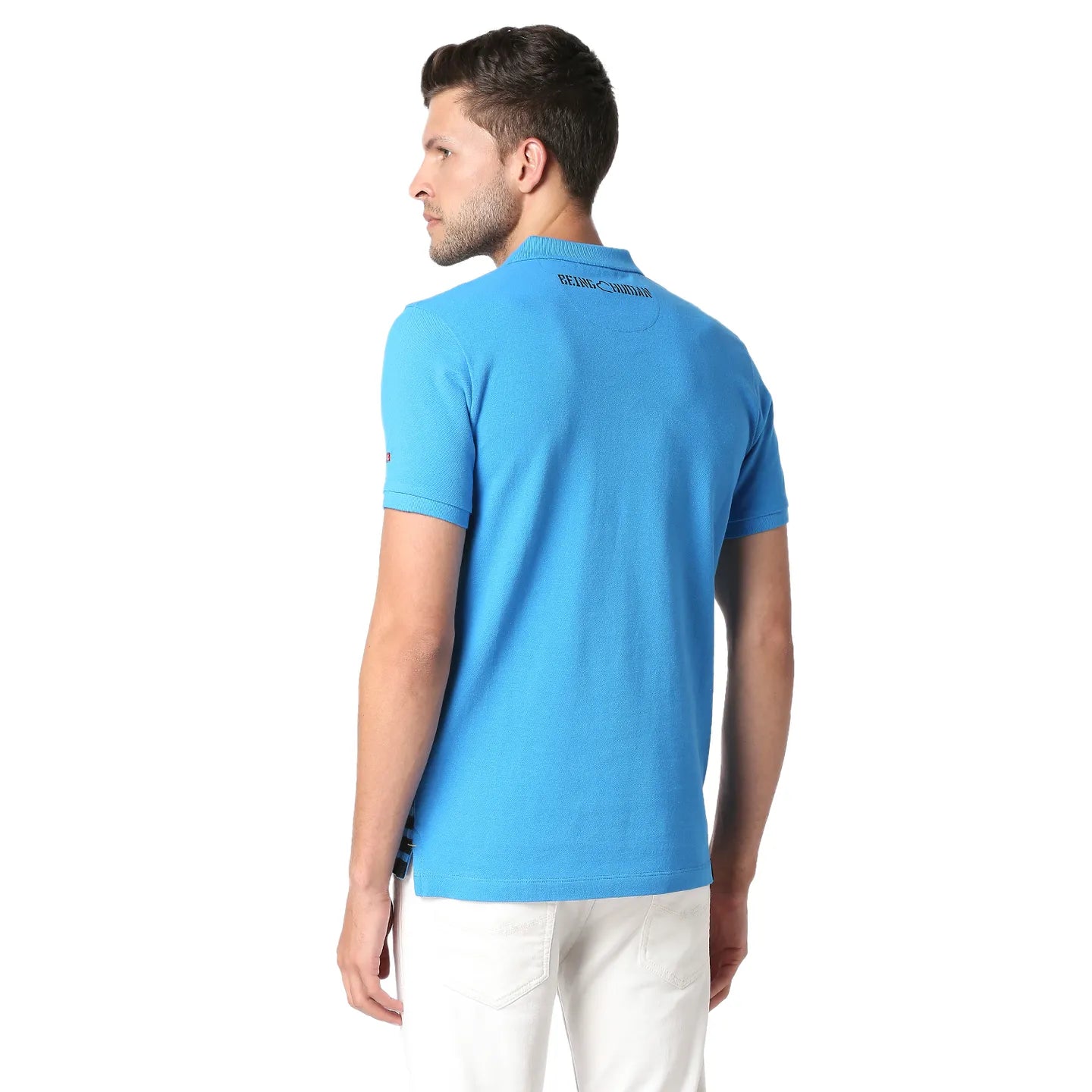 Being Human Clothing Men Regular Fit Polo Neck T-Shirts-Blue
