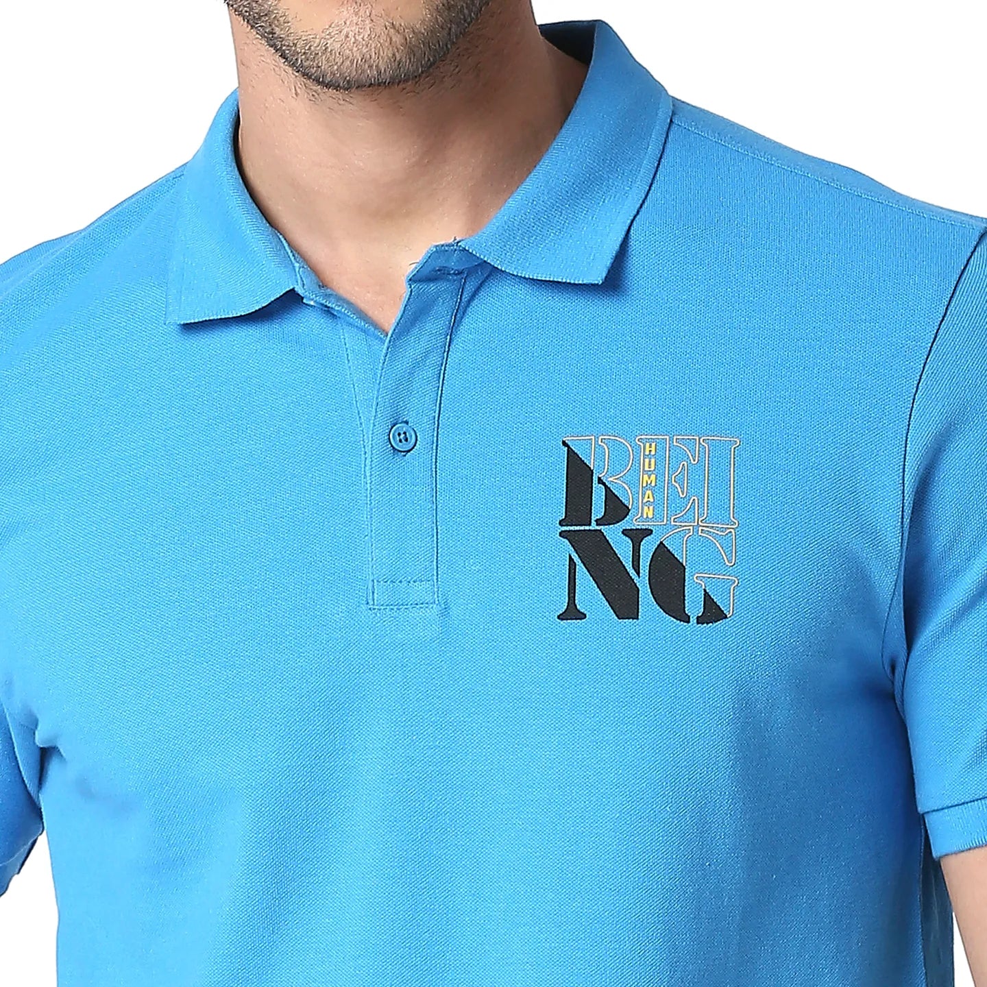 Being Human Clothing Men Regular Fit Polo Neck T-Shirts-Blue