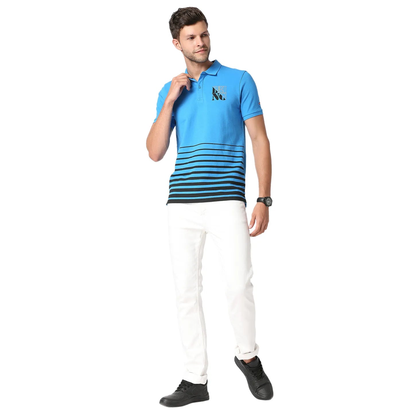 Being Human Clothing Men Regular Fit Polo Neck T-Shirts-Blue