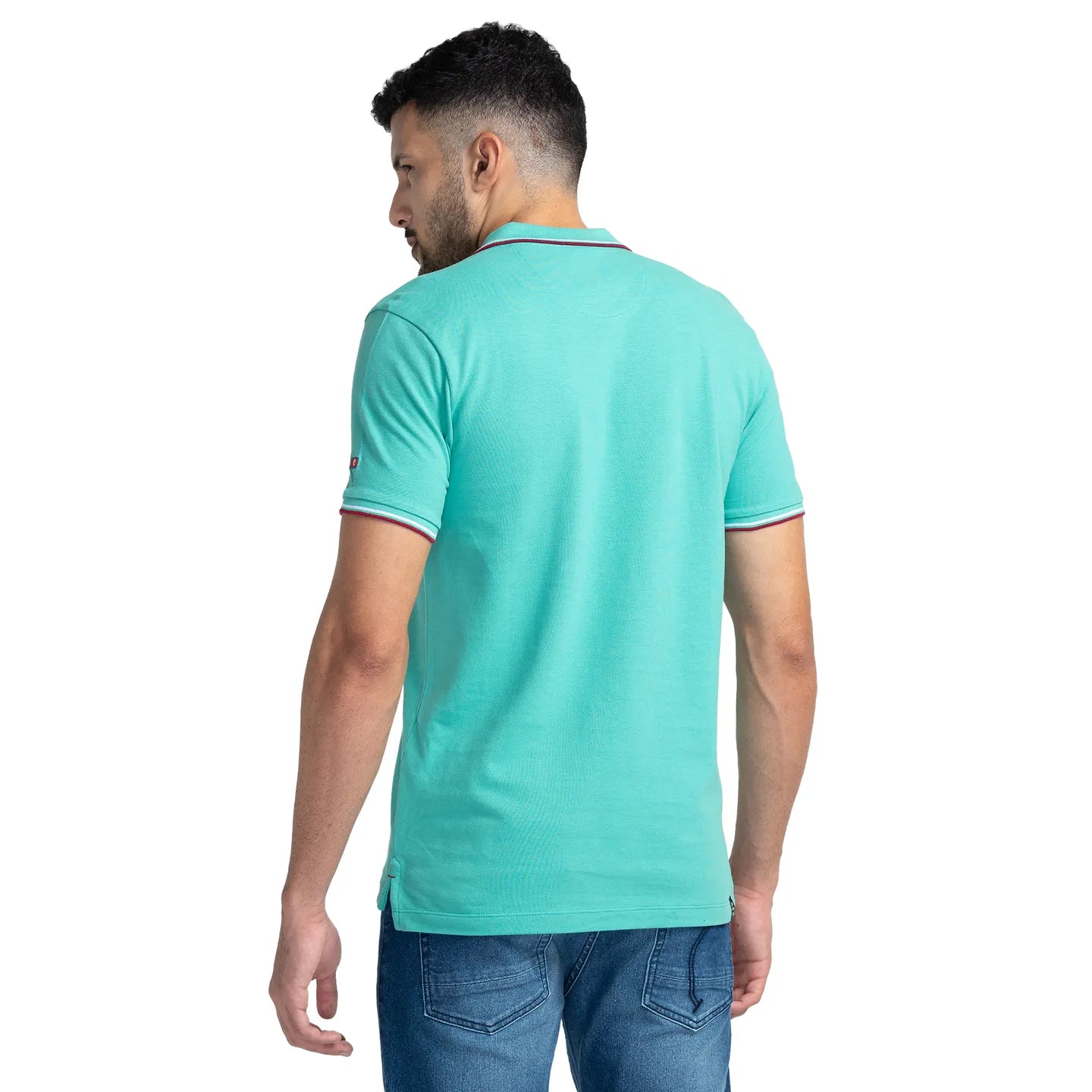 Being Human Clothing Men Regular Fit Polo Neck T-Shirts-Pool Green