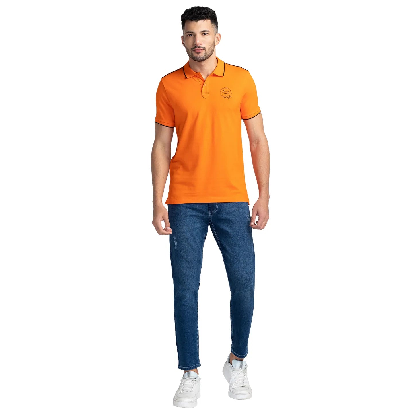 Blue Regular Fit Men's Polo T-Shirt by Being Human Clothing
