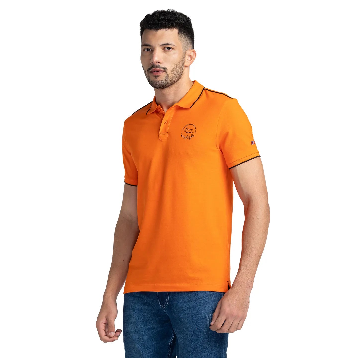 Blue Regular Fit Men's Polo T-Shirt by Being Human Clothing