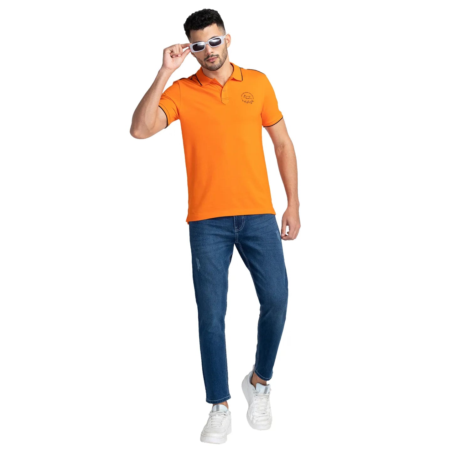 Blue Regular Fit Men's Polo T-Shirt by Being Human Clothing