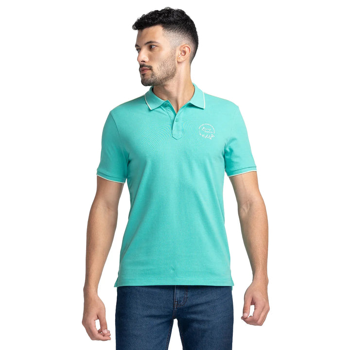 Green Regular Fit Men's Polo T-Shirt by Being Human Clothing