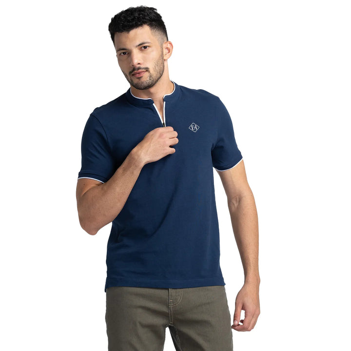 Blue Regular Fit Men's Polo T-Shirt by Being Human Clothing