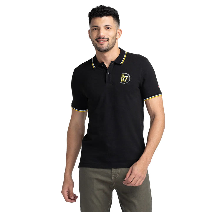 Black Regular Fit Men's Polo T-Shirt