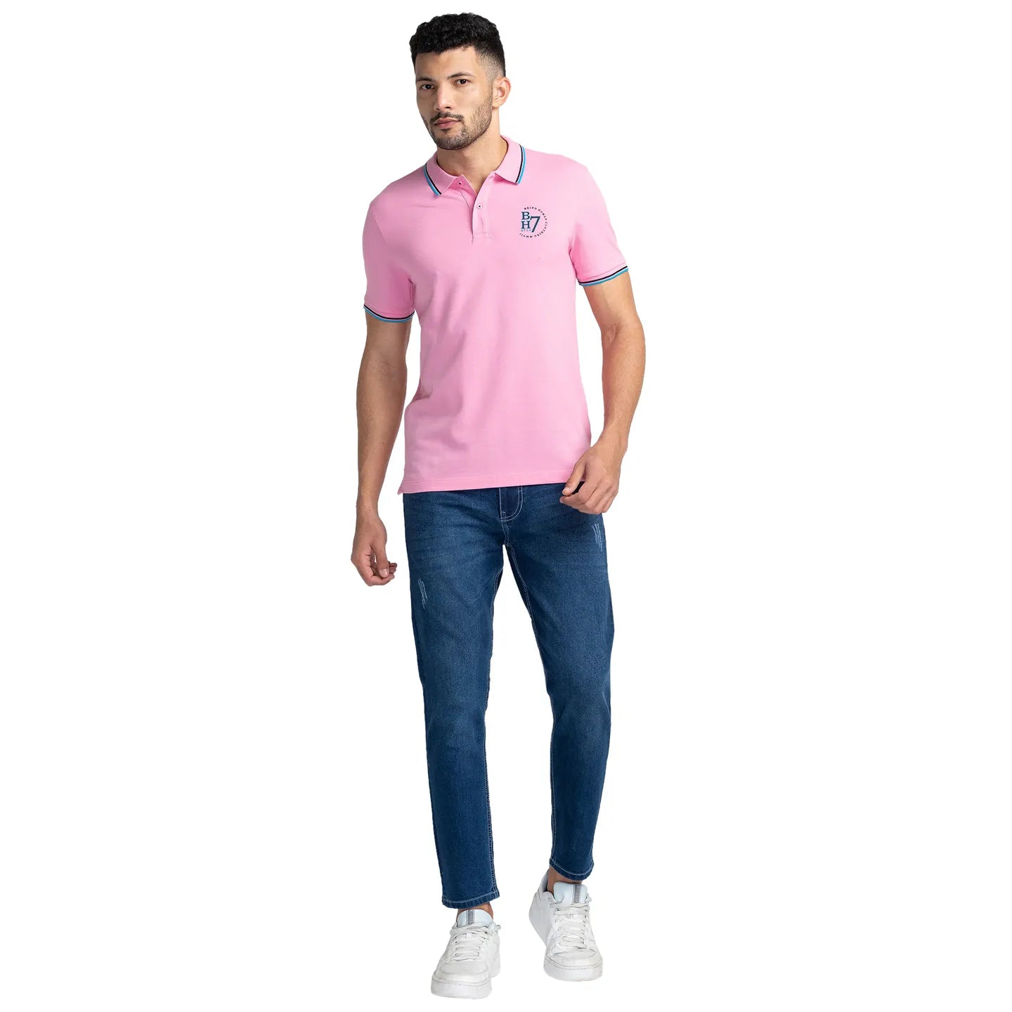 Being Human Clothing Men Regular Fit Polo Neck T-Shirts-Prism Pink