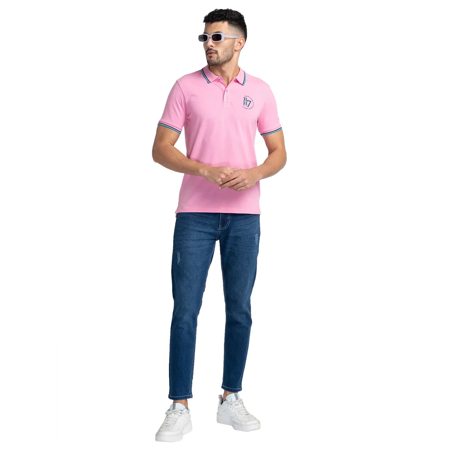 Being Human Clothing Men Regular Fit Polo Neck T-Shirts-Prism Pink