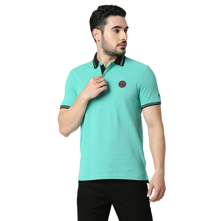 Pool Green Regular Fit Men's Polo T-Shirt by Being Human Clothing