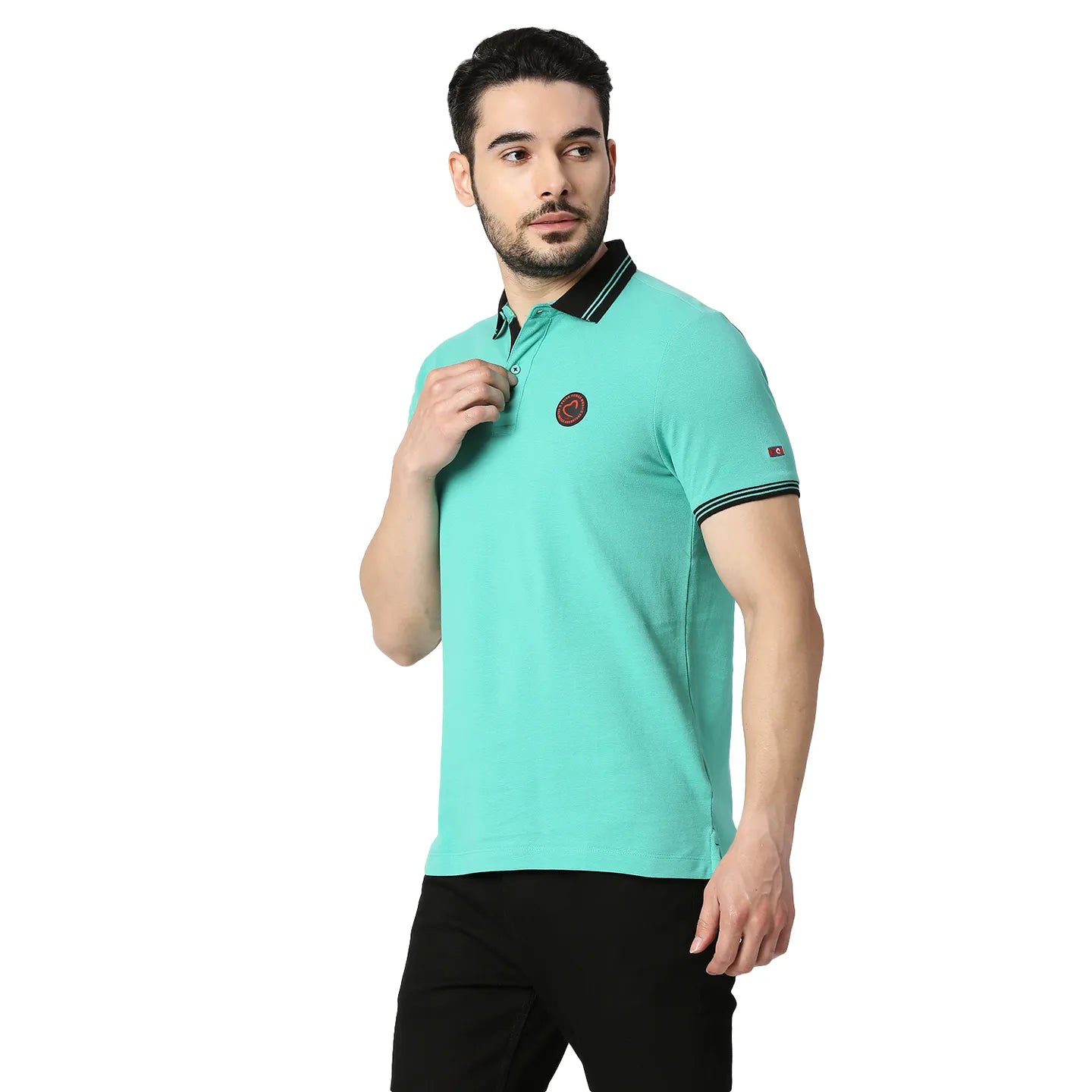Being Human Clothing Men Regular Fit Polo Neck T-Shirts-Pool Green