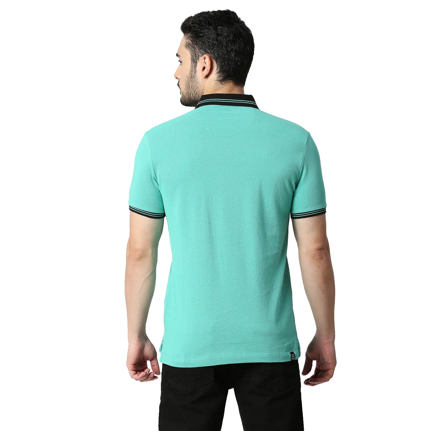 Being Human Clothing Men Regular Fit Polo Neck T-Shirts-Pool Green