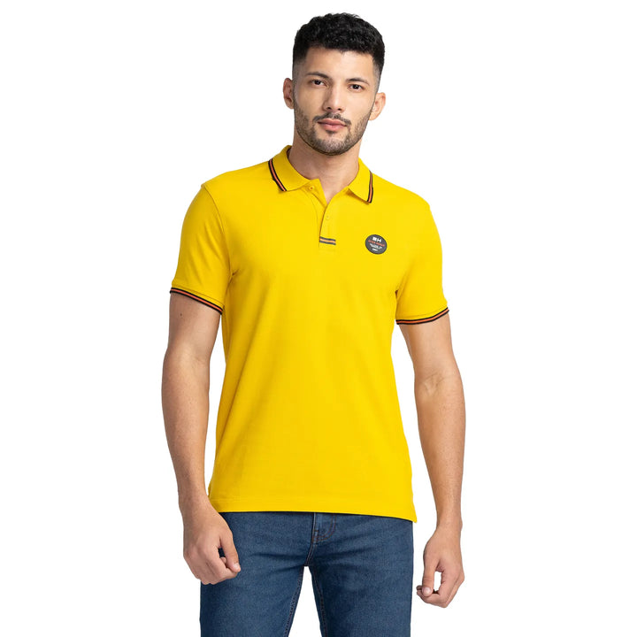 Yellow Regular Fit Men's Polo T-Shirt by Being Human Clothing