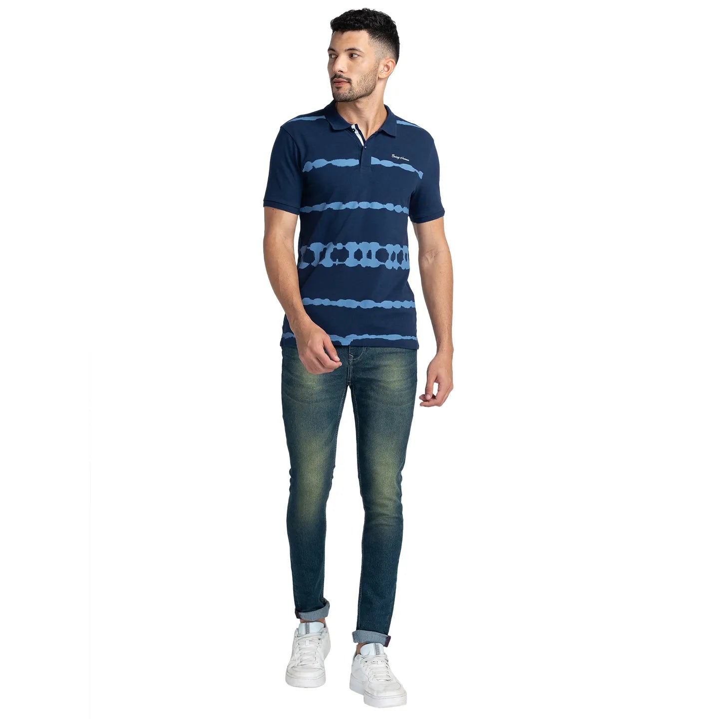 Being Human Clothing Men Regular Fit Polo Neck T-Shirts-Navy