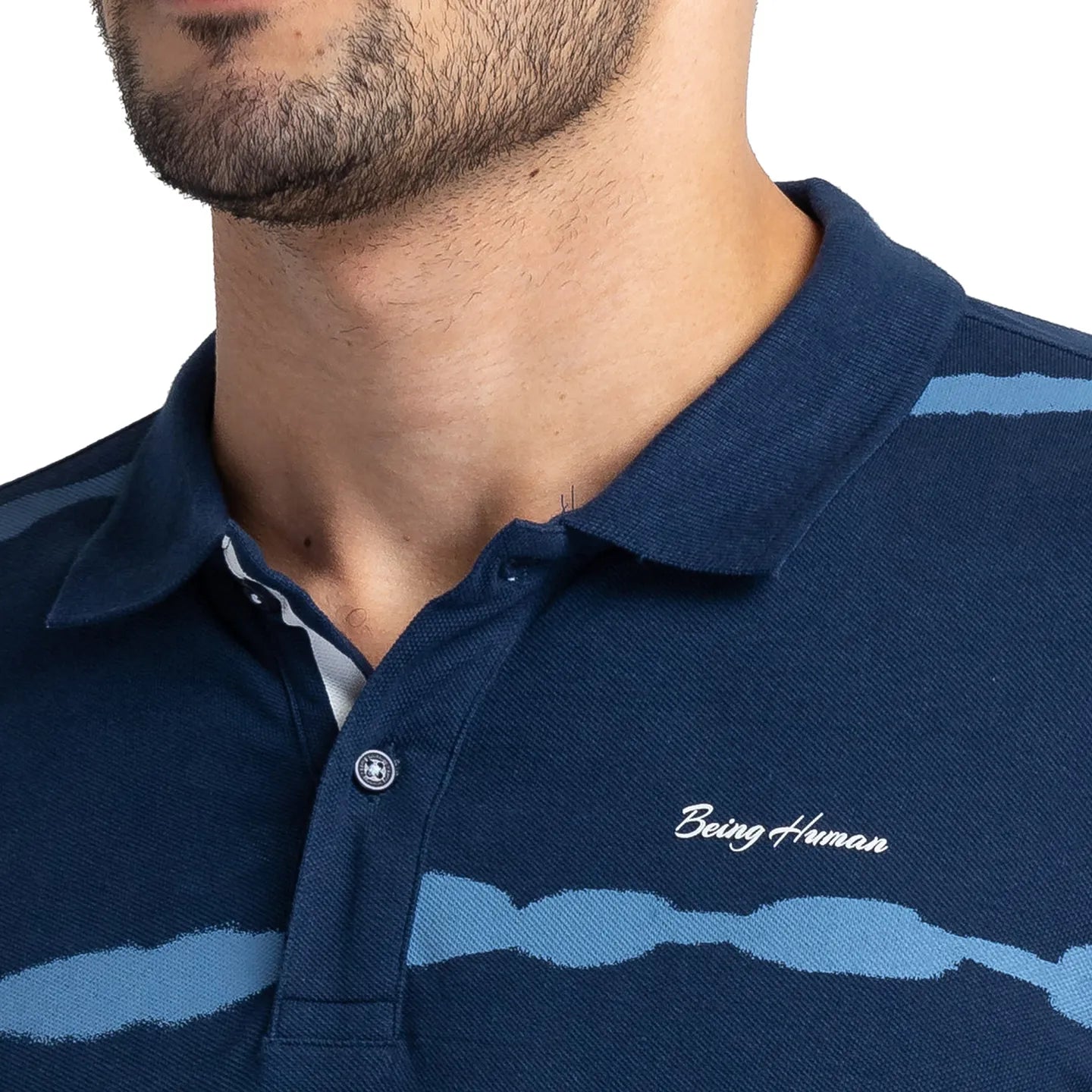 Being Human Clothing Men Regular Fit Polo Neck T-Shirts-Navy