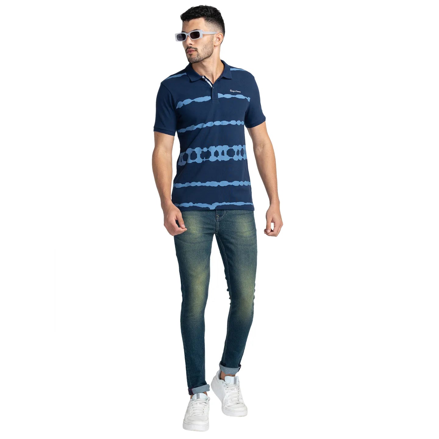 Being Human Clothing Men Regular Fit Polo Neck T-Shirts-Navy