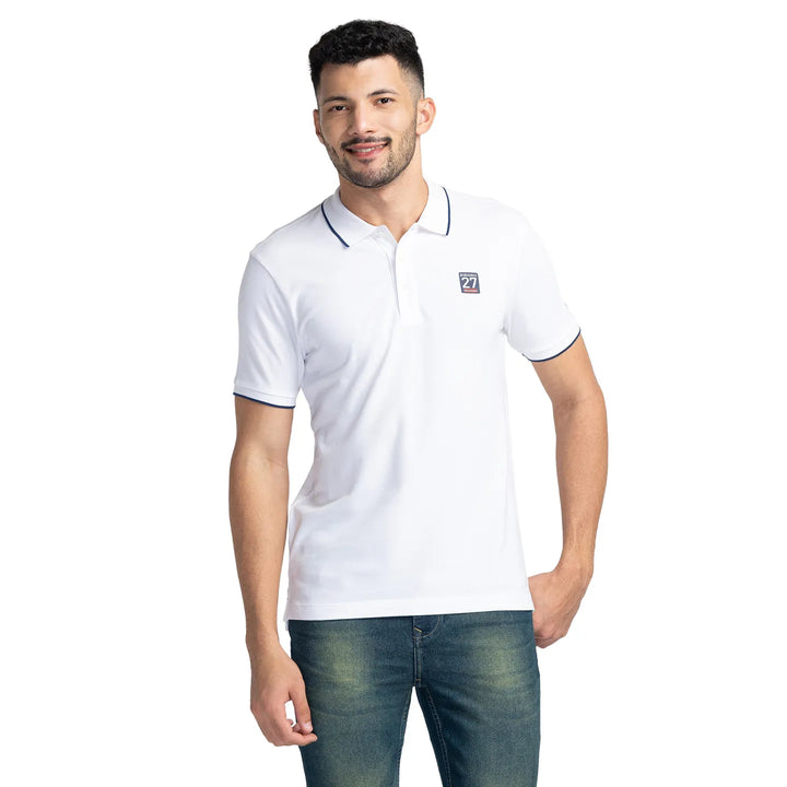 White Regular Fit Men's Polo T-Shirt
