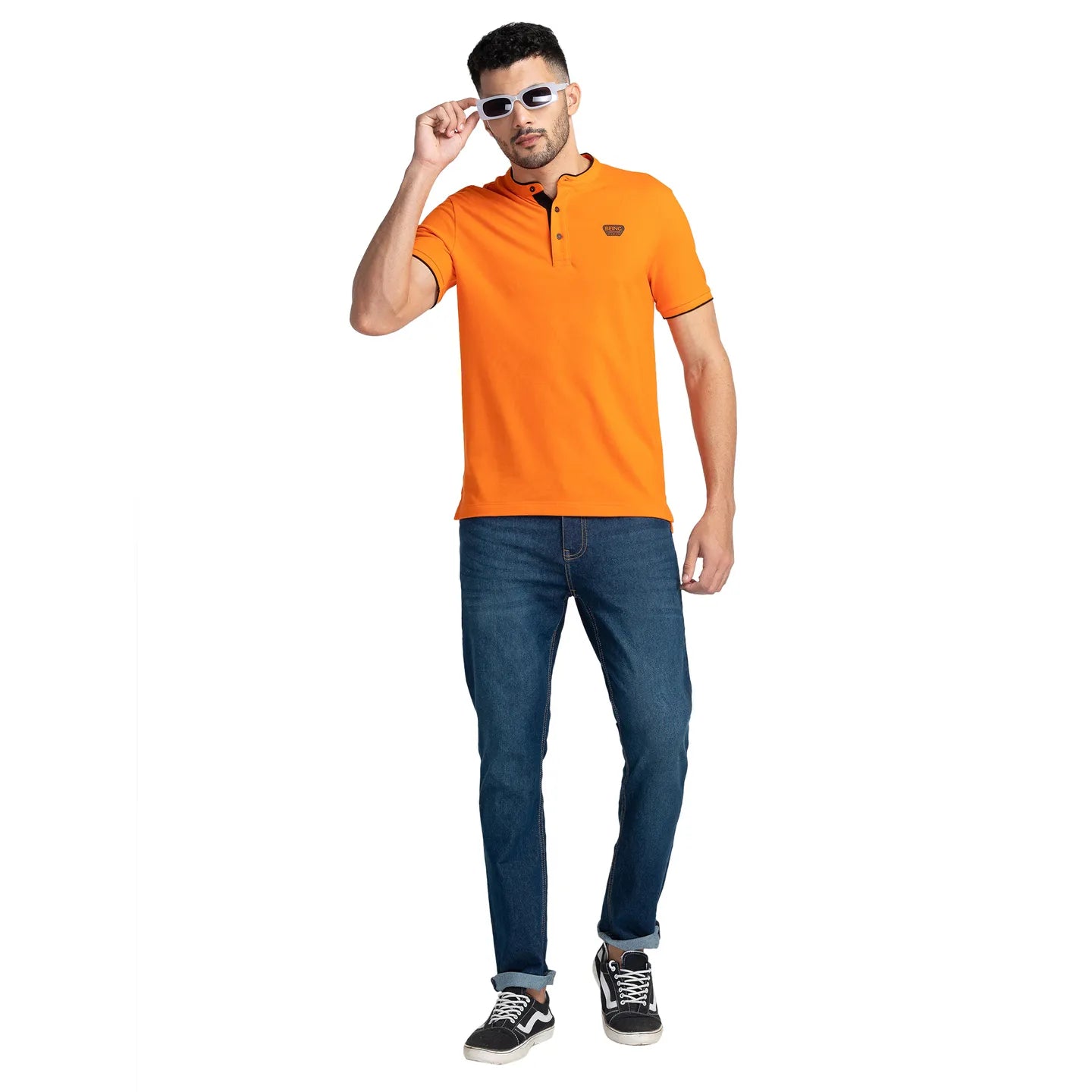 Blue Regular Fit Men's Polo T-Shirt by Being Human Clothing