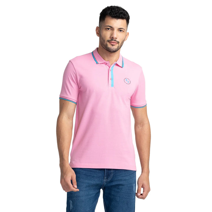 Pink Regular Fit Men's Polo T-Shirt