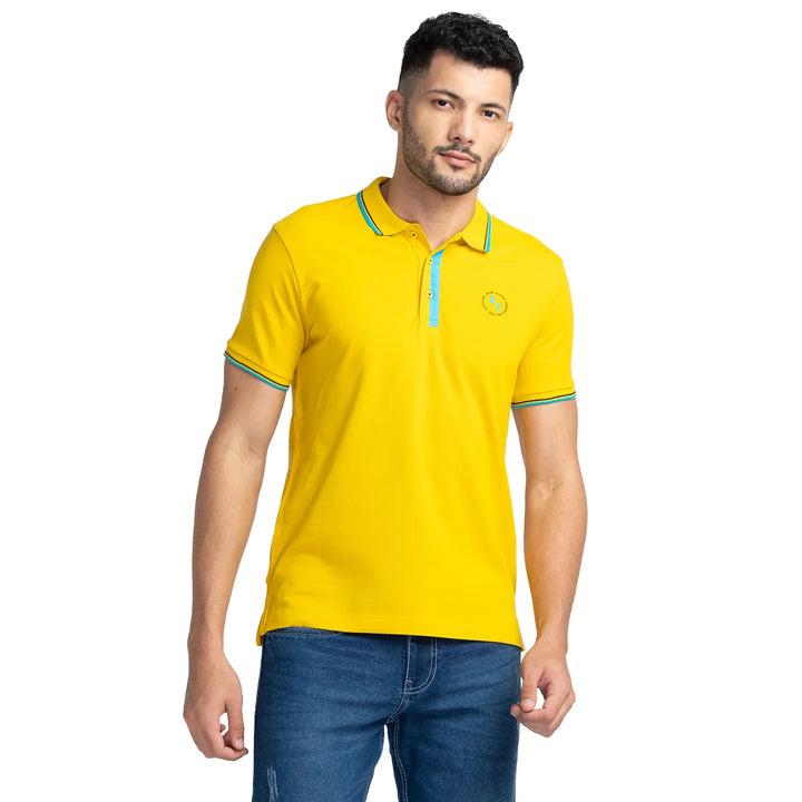 Yellow Regular Fit Men's Polo T-Shirt by Being Human Clothing