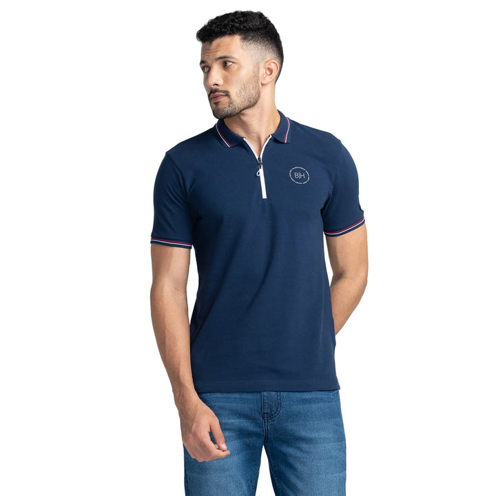 Blue Regular Fit Men's Polo T-Shirt