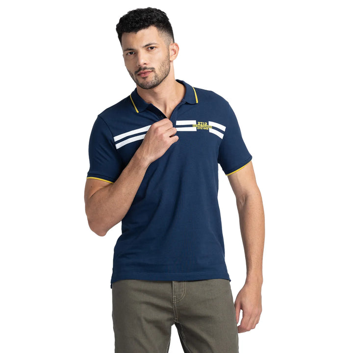 Blue Regular Fit Men's Polo T-Shirt