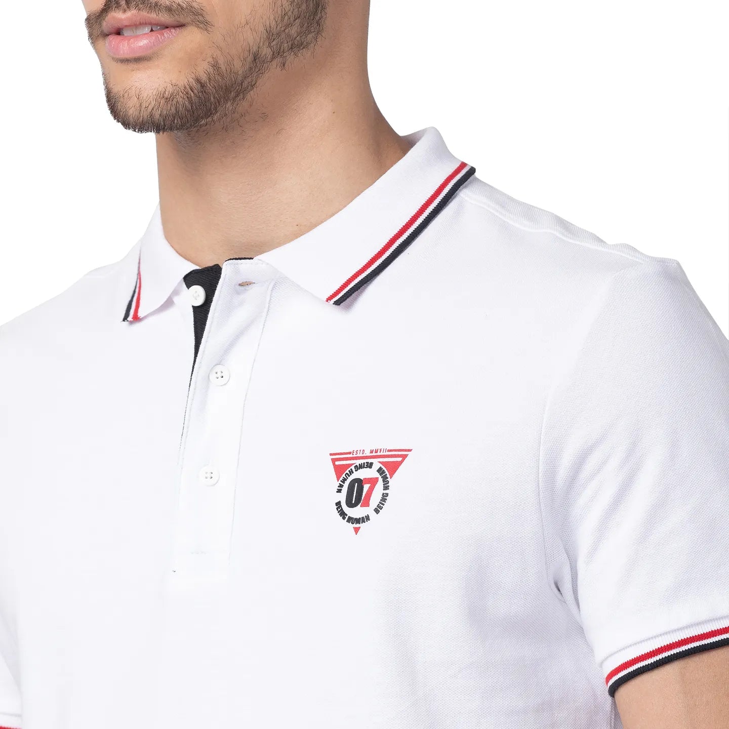 Being Human Clothing Men Regular Fit Polo Neck T-Shirts-White