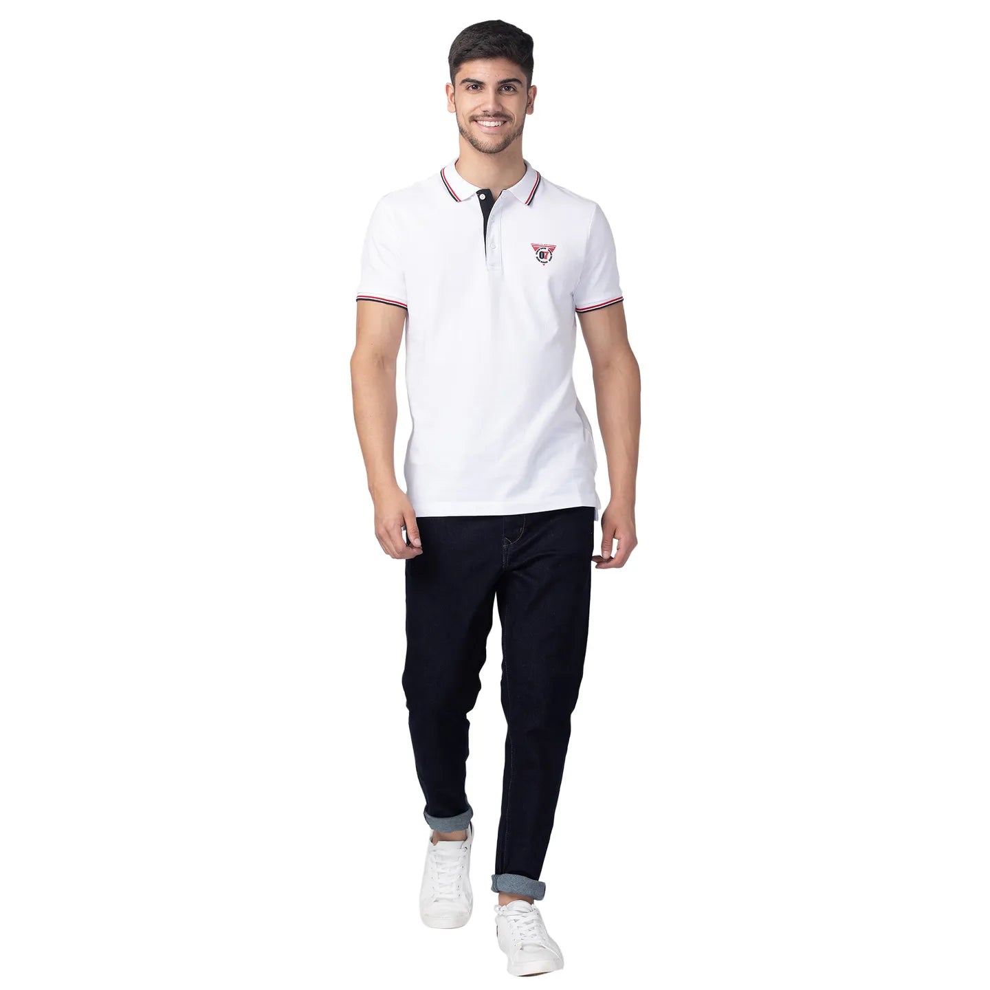 Being Human Clothing Men Regular Fit Polo Neck T-Shirts-White