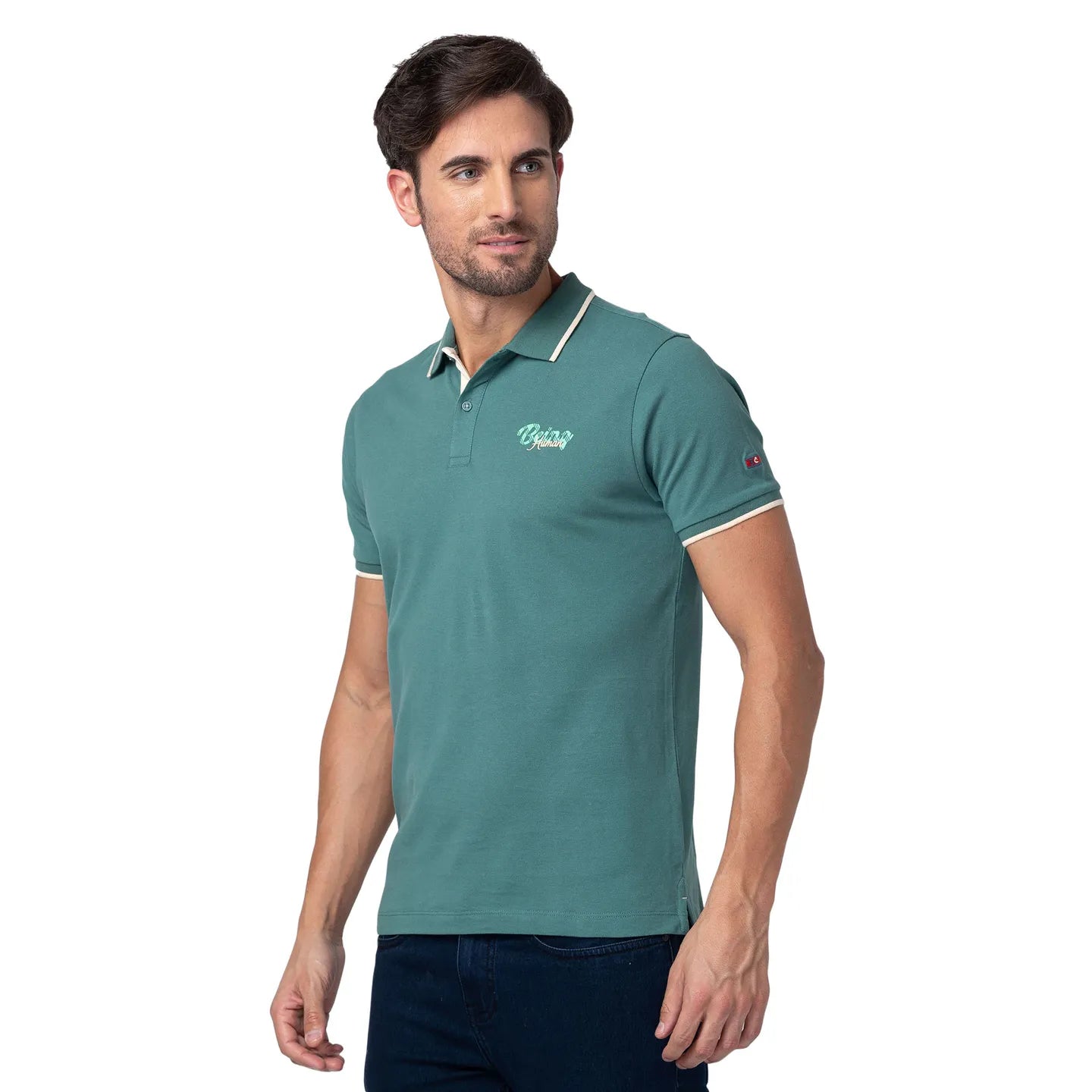 Green Regular Fit Men's Polo T-Shirt by Being Human Clothing