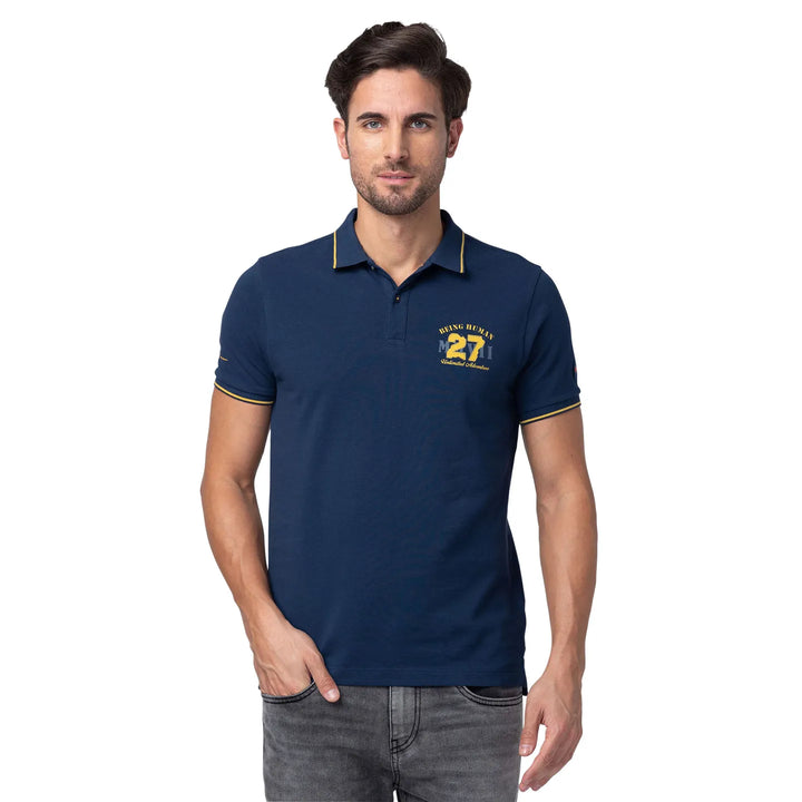 Blue Regular Fit Men's Polo T-Shirt by Being Human Clothing