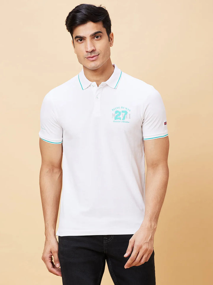 White Regular Fit Men's Polo T-Shirt