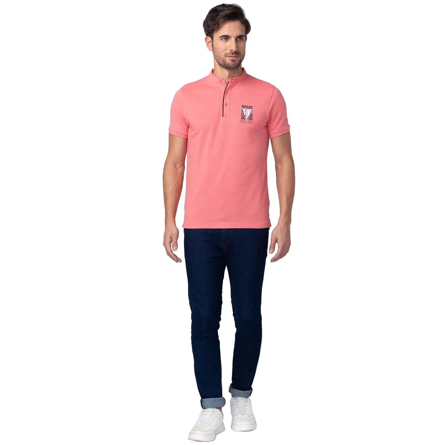 Being Human Clothing Men Regular Fit Collared T-Shirts-Coral