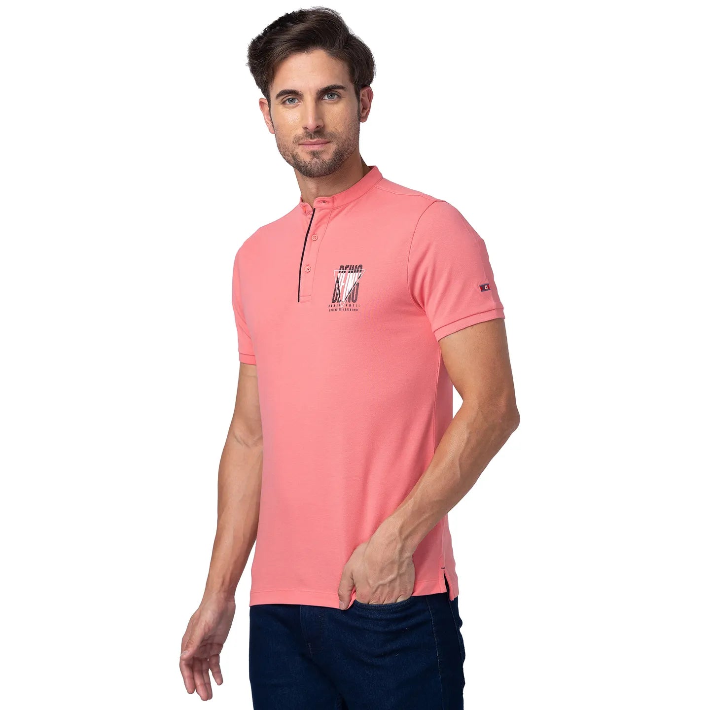 Being Human Clothing Men Regular Fit Collared T-Shirts-Coral