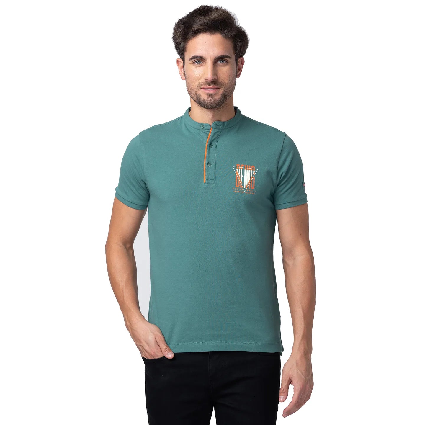 Being Human Clothing Men Regular Fit Collared T-Shirts-Foliage Green