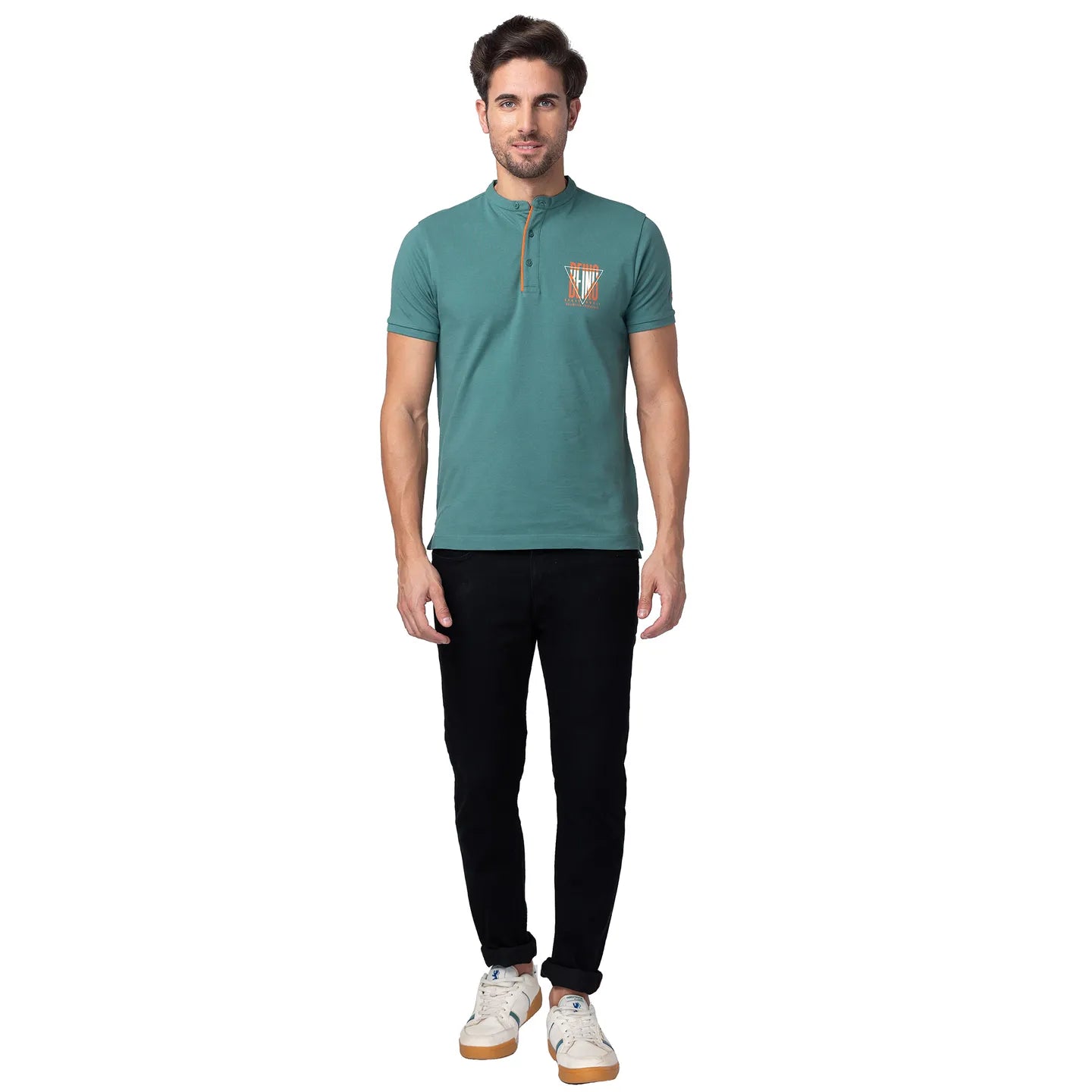 Being Human Clothing Men Regular Fit Collared T-Shirts-Foliage Green