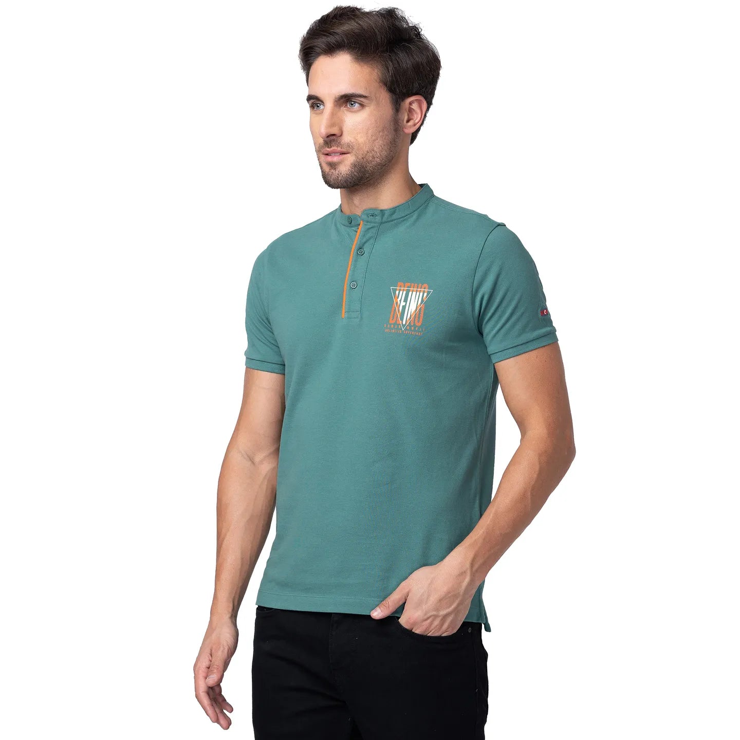 Being Human Clothing Men Regular Fit Collared T-Shirts-Foliage Green
