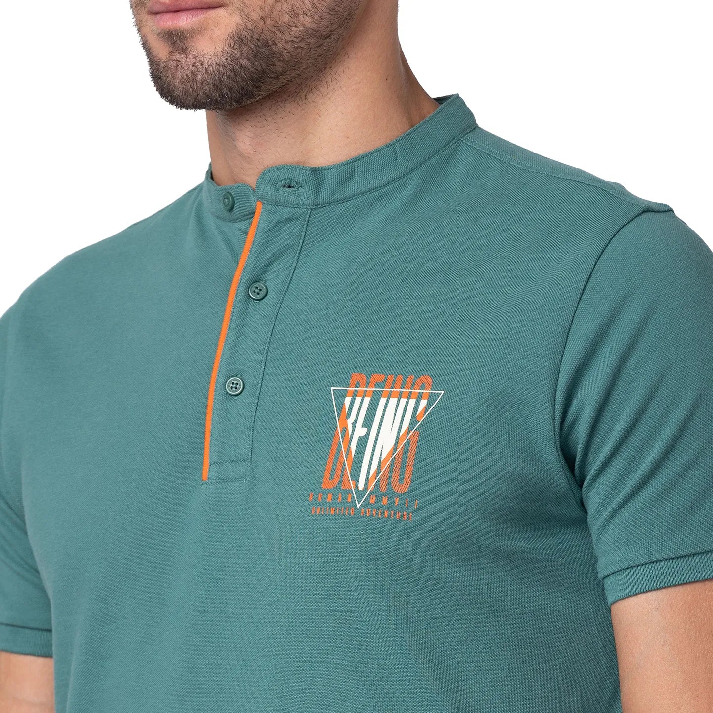 Being Human Clothing Men Regular Fit Collared T-Shirts-Foliage Green