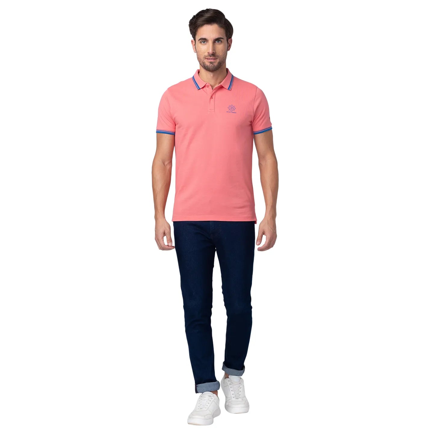Being Human Clothing Men Regular Fit Polo Neck T-Shirts-Coral