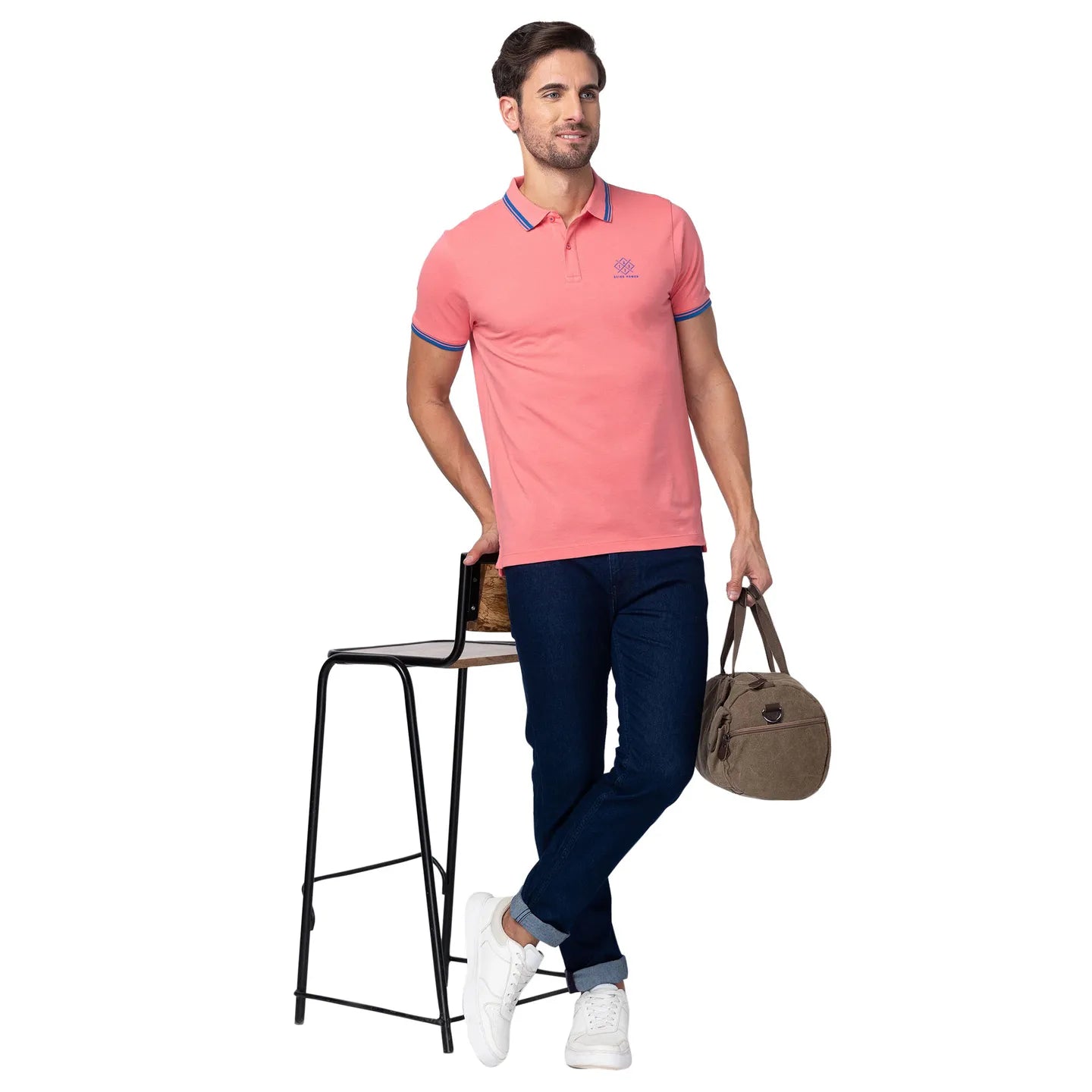 Being Human Clothing Men Regular Fit Polo Neck T-Shirts-Coral