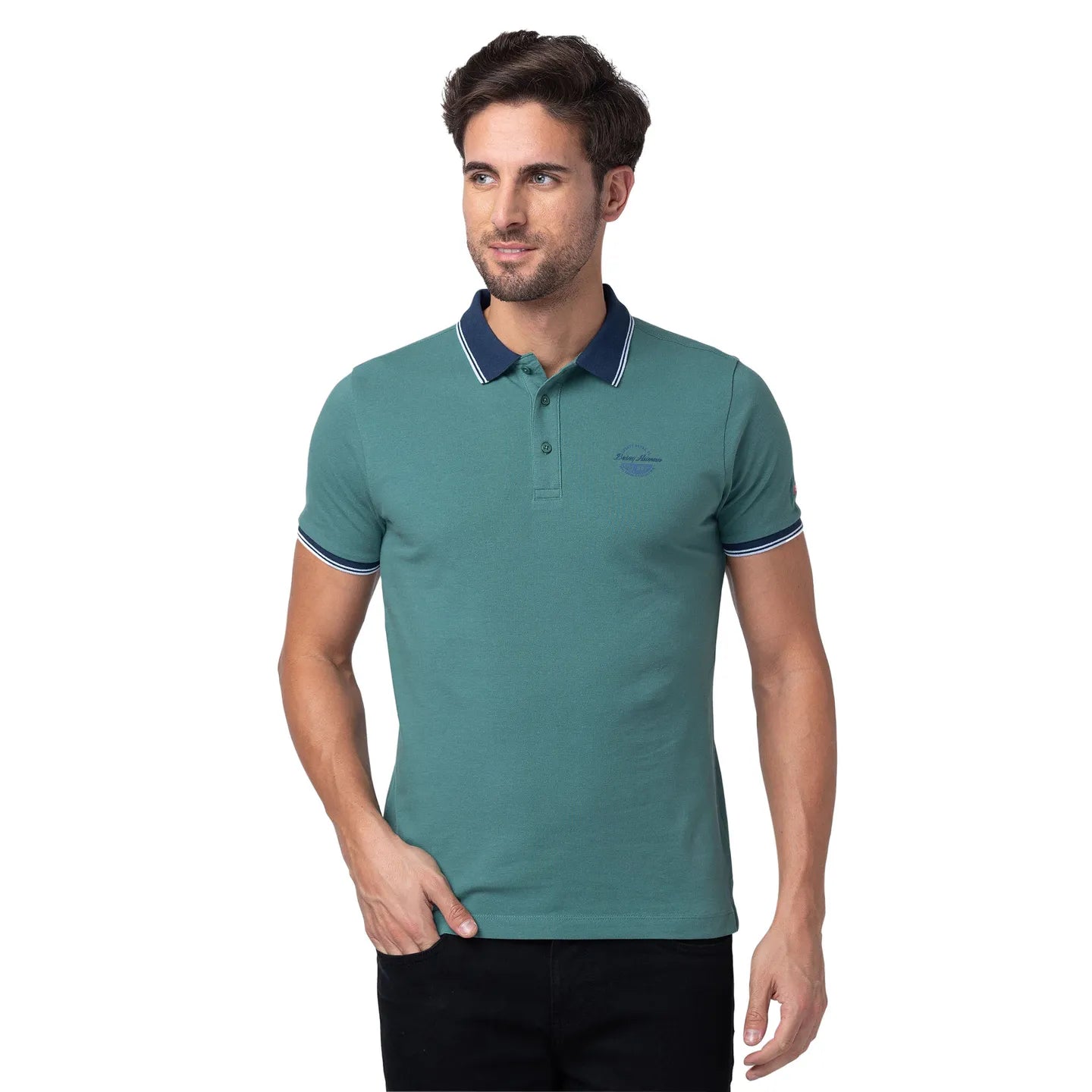 Green Regular Fit Men's Polo T-Shirt by Being Human Clothing