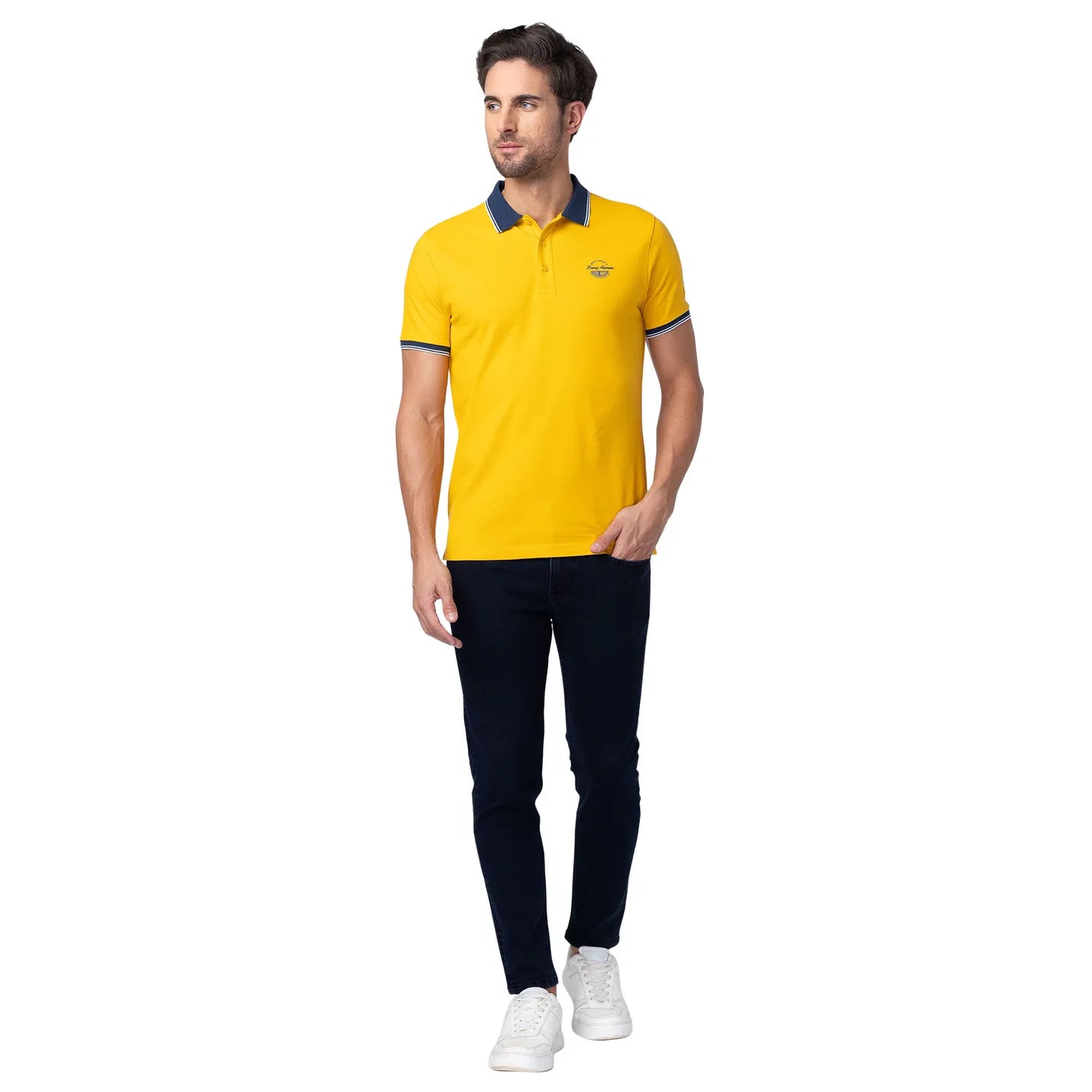 Yellow Regular Fit Men's Polo T-Shirt by Being Human Clothing