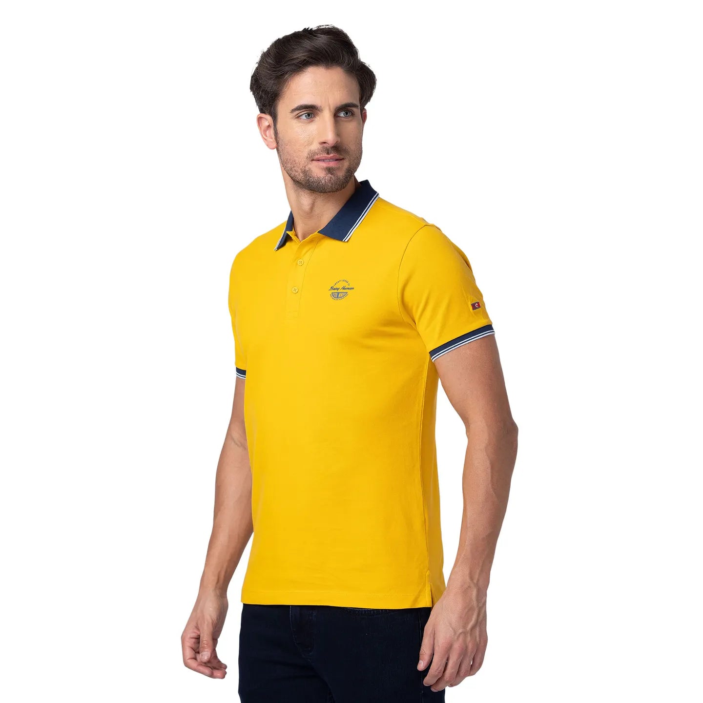 Yellow Regular Fit Men's Polo T-Shirt by Being Human Clothing